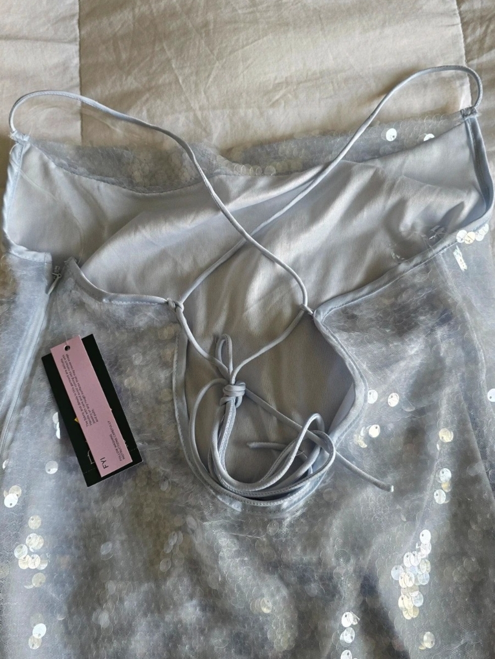 wild fable Silver Sequin Mini Slip Dress